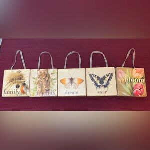 NATURE’S. 5 wood plaque.Floral and Nature Wall Decor Set.